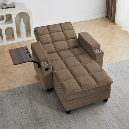 6-Position Adjustable Convertible Chaise Lounge Sleeper Chair with Storage, view 4