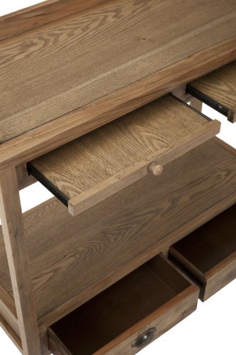 SAFAVIEH Home Collection – Peter Weathered Oak Console Table with Drawers & Shelf, Secretary-Style Storage Console, Country Cottage Design (AMH6571A)