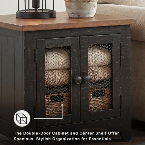 Signature Design by Ashley Storage End Table, Farmhouse Rustic, Black/Brown, view 6