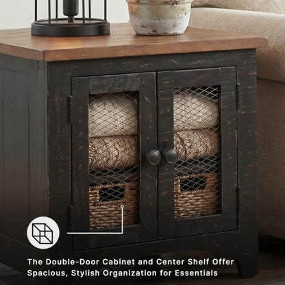 Signature Design by Ashley Storage End Table, Farmhouse Rustic, Black/Brown, view 6