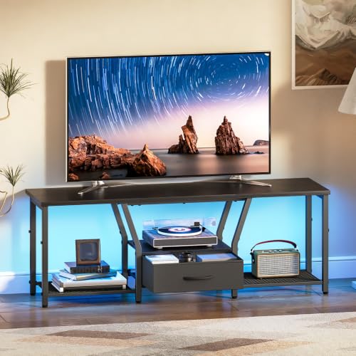 TV Stand with LED Lights for TVs up to 55 Inches, Black, view 4