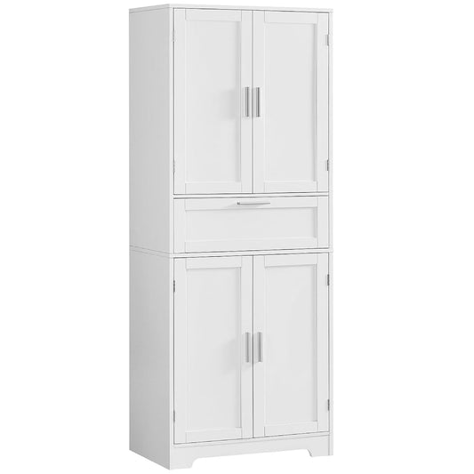 67" Tall Storage Cabinet, Rattan Cabinet with 2 Adjustable Shelves & Large Drawer, Pantry Cabinets for Kitchen, Living Room, Home Office, Natural | Adjustable Shelf