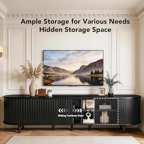 MXV 80" TV Stand with Sliding Doors for Living Room, view 6