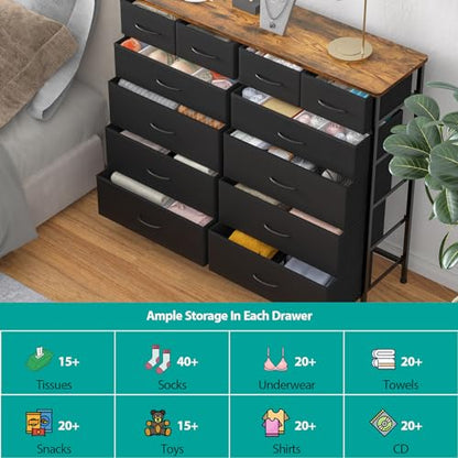 Dresser for Bedroom with 12 Drawers, Tall Fabric Drawer Dressers, view 7