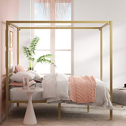 Zinus Patricia Gold Metal Canopy Platform Bed Frame, view 6