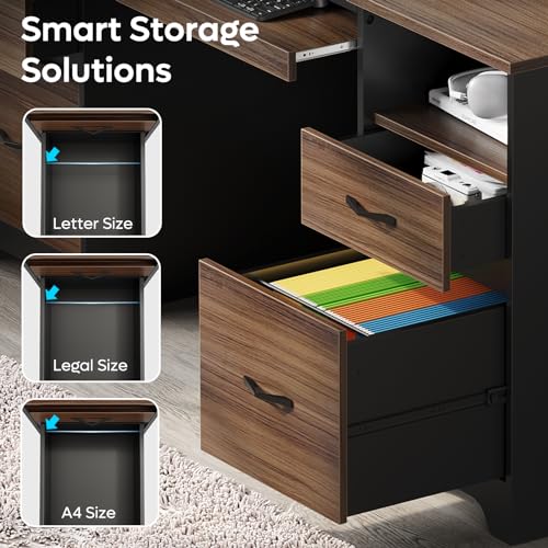 59” Computer Desk with 4 Drawers, Office Desk with Storage, view 5