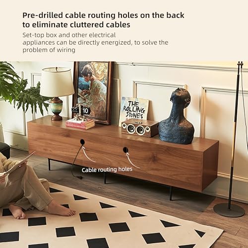 94.48" Mid Century Modern TV Stand for TVs up to 70"-90",Tv Console with 4 Storage Cabinets, Media Furniture for Living Room or Bedroom,Walnut