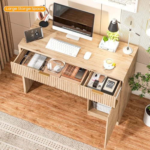 Farmhouse 47" Fluted Executive Desk with Drawers, view 7