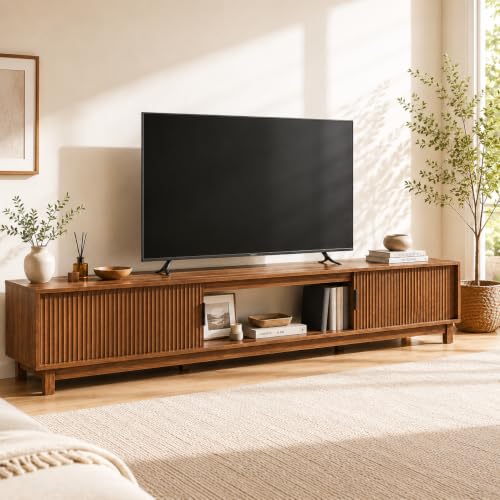 70" Mid Century TV Stand, Fluted TV Stands for Living Room, view 2