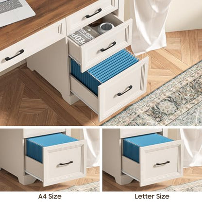 Farmhouse Executive Desk with 4 Drawers and Storage Cabinet, view 5