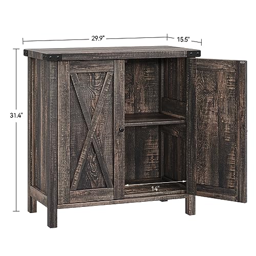 GAOMON Farmhouse Sideboard Buffet Cabinet with Storage, Rustic Wood Credenza with 2 Barn Doors and Adjustable Shelf, Grey Wash Console Cabinet for Kitchen, Dining Room, Living Room or Entryway