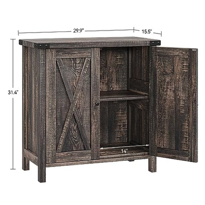 GAOMON Farmhouse Sideboard Buffet Cabinet with Storage, Rustic Wood Credenza with 2 Barn Doors and Adjustable Shelf, Grey Wash Console Cabinet for Kitchen, Dining Room, Living Room or Entryway
