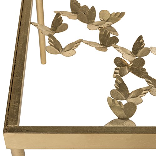 Safavieh FOX2589A Home Collection Rosalia Butterfly Coffee Table, Antique Gold