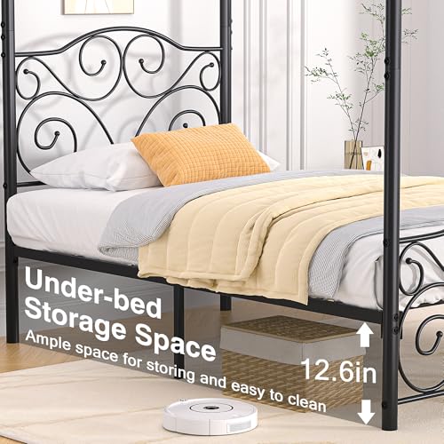Metal Canopy Bed Frame Twin Size, view 7