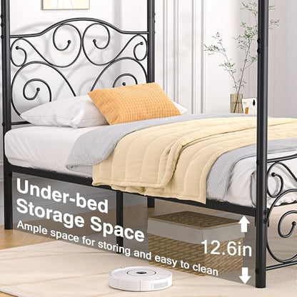 Metal Canopy Bed Frame Twin Size, view 7