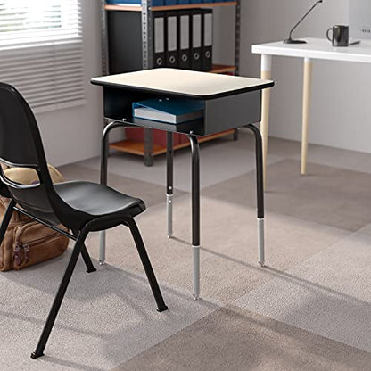 Billie Student Desk - Gray Open Front Metal School Desk - 24"W x 18"D Adjustable Height, Durable Desk for School or Remote Learning, Set of 5
