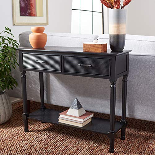 SAFAVIEH Home Collection Ryder Black 2-Drawer Bottom Shelf Console Table CNS5719B