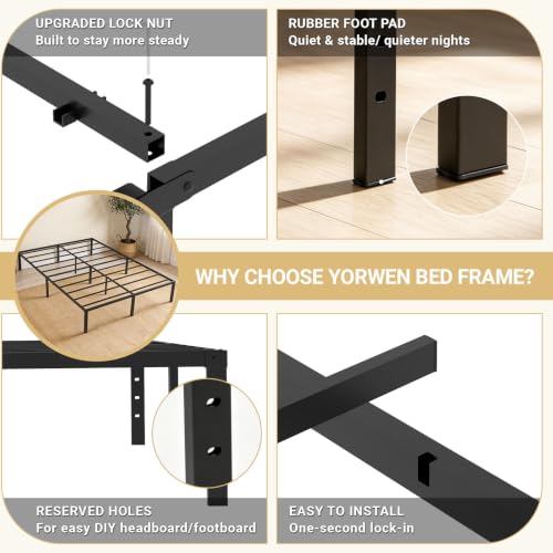 14" Queen Bed Frame Sturdy Metal Platform for More Storage No Box Spring, view 5