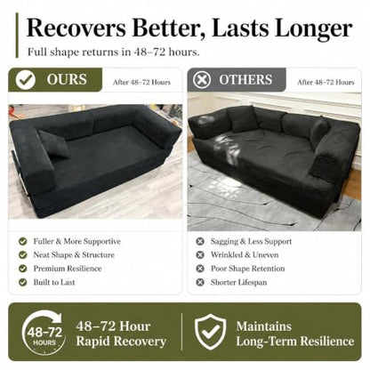Folding Sofa Bed Convertable Corduroy Couch King Size Floor Sleeper 4-in-1 DIY, view 8