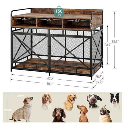 Dog Crate Furniture, 48" Heavy Duty Wooden Dog Crate End Table, view 5