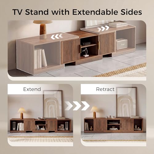 TV Stand for 55-80 Inches TVs, 63"-84.6" Adjustable Length, view 5