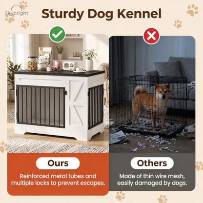 Dog Crate Furniture, Indoor Dog Kennel with Double Metal Doors, view 6