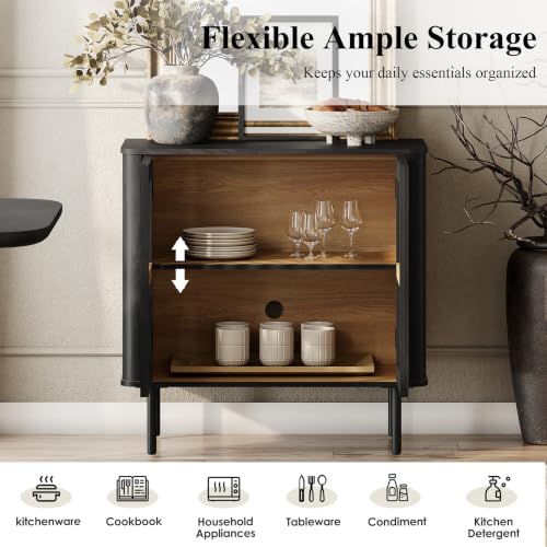 31.5" H Sideboard Buffet Cabinet with Adjustable Shelf, Black, view 6