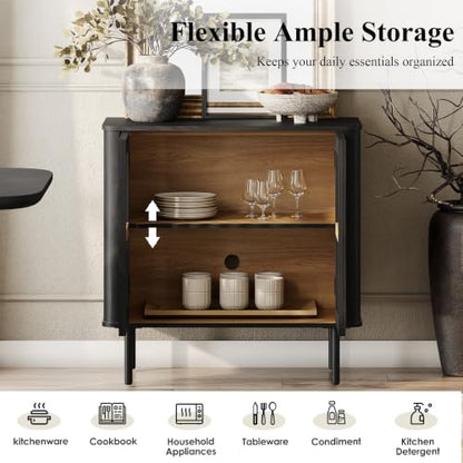 31.5" H Sideboard Buffet Cabinet with Adjustable Shelf, Black, view 6