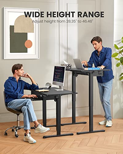 Electric Standing Desk with Full Size Keyboard Tray, Adjustable Height Sit Stand Up Desk, Home Office Desk Computer Workstation, 48x24 Inches, Black