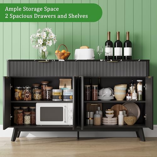 60'' Sideboard Buffet Storage Cabinet with 2 Drawers 4 Doors & Adjustable Shelves