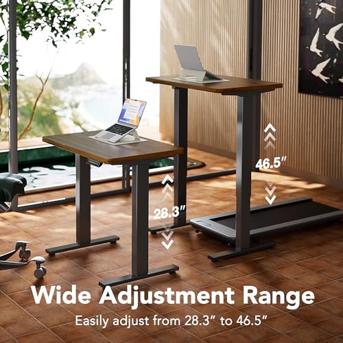 32x19 Inch Small Electric Standing Desk, Adjustable, Black Walnut, view 4