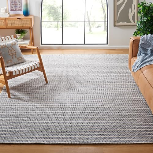 SAFAVIEH Area Rug 8x10 - Marbella Collection - Large - Grey & Ivory, Handmade Wool, Fringe Detail, Ideal for Living Room, Bedroom, Office, Dining Space (MRB207F)
