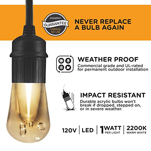 LED Outdoor String Lights 48ft Soft Warm White Patio Lights with Ultra-Durable, view 6