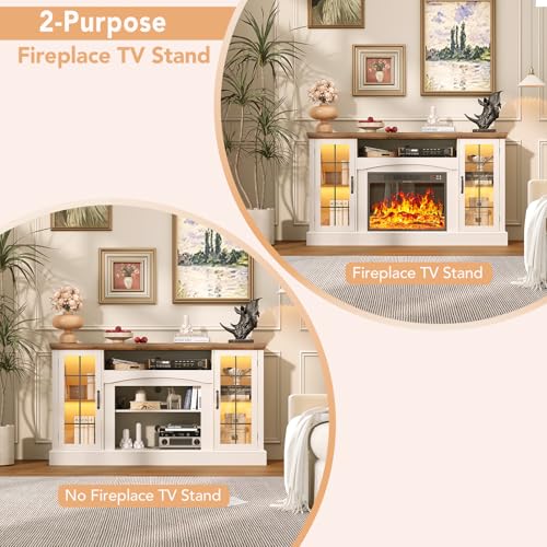 2-in-1 Multifunctional Fireplace TV Stand with 23" Removable Electric Fireplace, view 4