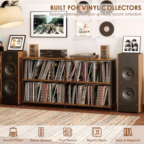 59.2" Record Player Stand with Vinyl Record Storage, Hold 700+ Records, view 4