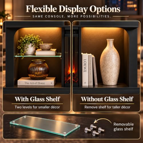 70 Inch Electric Fireplace TV Stand, Modern Entertainment Center with Fireplace, view 7