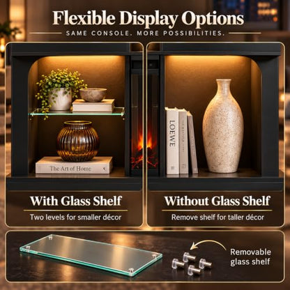 70 Inch Electric Fireplace TV Stand, Modern Entertainment Center with Fireplace, view 7