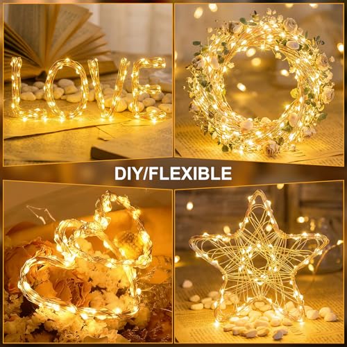 Solar String Lights 2 Pack Total 66FT 200LED Solar Fairy Lights Outdoor Waterproof 8 Lighting Modes Twinkle Lights for Patio, Garden Yard Party Wedding Tree Christmas Halloween Decoration, Warm White