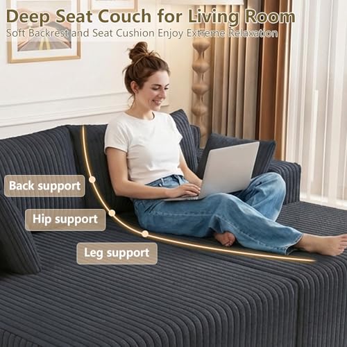 Modern Boneless Cloud Couch in Dark Grey, view 5