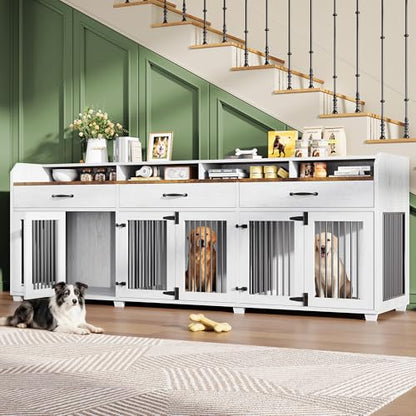 95" Dog Crate Furniture, Multi-Functional TV Stand with Storage, view 2