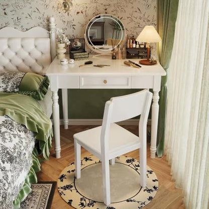 Vintage Solid Wood Writing Desk with Drawers (white, 31.5''), view 4