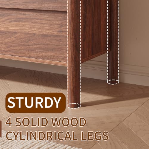 Walnut Dresser Bedroom Set, 6 Drawer Dresser & 2 Drawer Nightstands, view 4