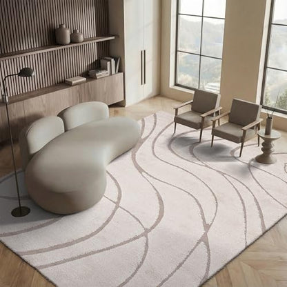SAFAVIEH Florida Shag Collection Area Rug - 8'6" x 12', Cream & Beige, Non-Shedding & Easy Care, 1.2-inch Thick Ideal for High Traffic Areas in Living Room, Bedroom (SG471-1113)