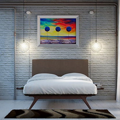 Tracy Mid-Century Modern Wood Platform Queen Bed with Two Nightstands in Cappuccino Brown