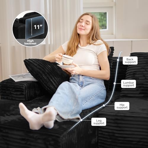 131'' Large Sectional Couches with Chaise, U Shaped Cloud Sofa, No Assembly Required Deep Seat Modular Lounge Bed for Living Room 1PCS, Bedroom