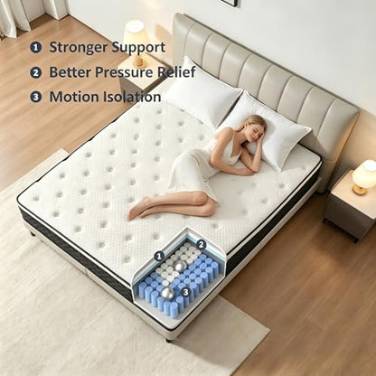 Queen Mattress, 12 Inch Queen Size Mattress in a Box, Pocketed Coils, view 7