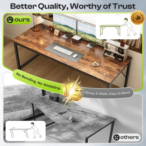 70x24 Inch Computer Desk with Power Outlets & USB-C, Rustic Brown, view 6