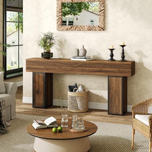 70.9-Inch Long Console Table, Wooden Sofa Table Behind Couch Tables, Farmhouse Entryway Table Accent Table for Entrance, Hallway, Living Room, Foyer, Rustic Brown