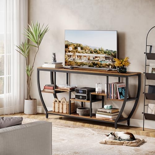 Tribesigns TV Stand for Televisions up to 80 Inches, 70.9 Inches Entertainment Center with Storage Shelves, Wood TV Media Console Table Unit for Living Room, Bedroom, Rustic Brown