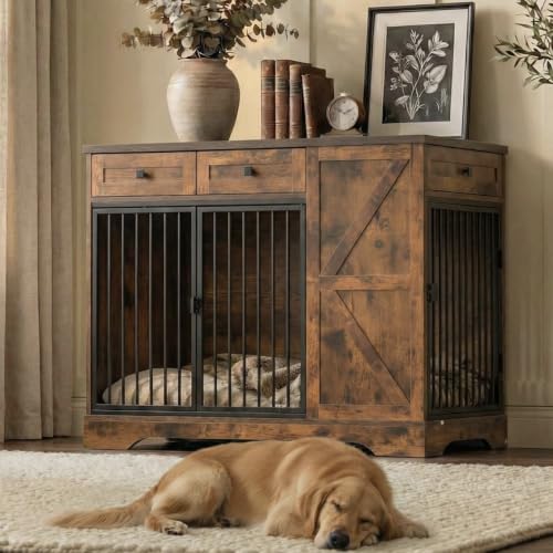 43.3 Inch Dog Crate Furniture with Storage, view 2